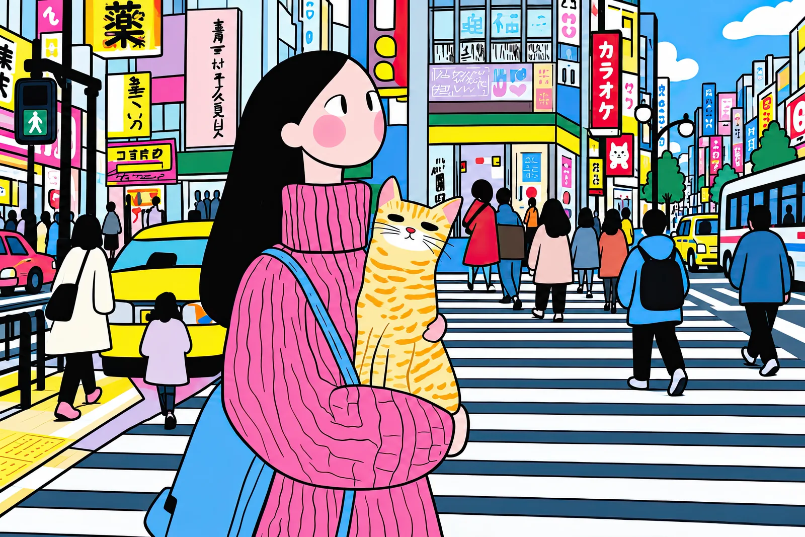 City Girl & Ginger Cat — landscape