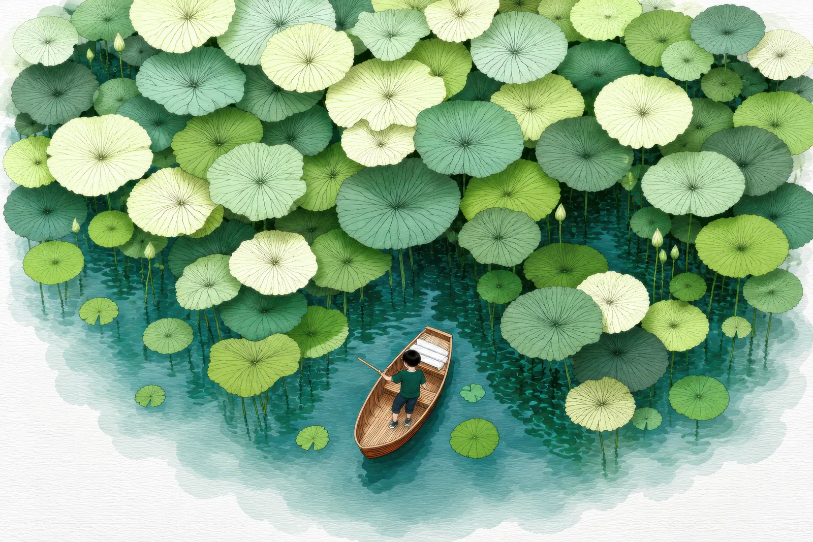 A Boat Among the Leaves — landscape