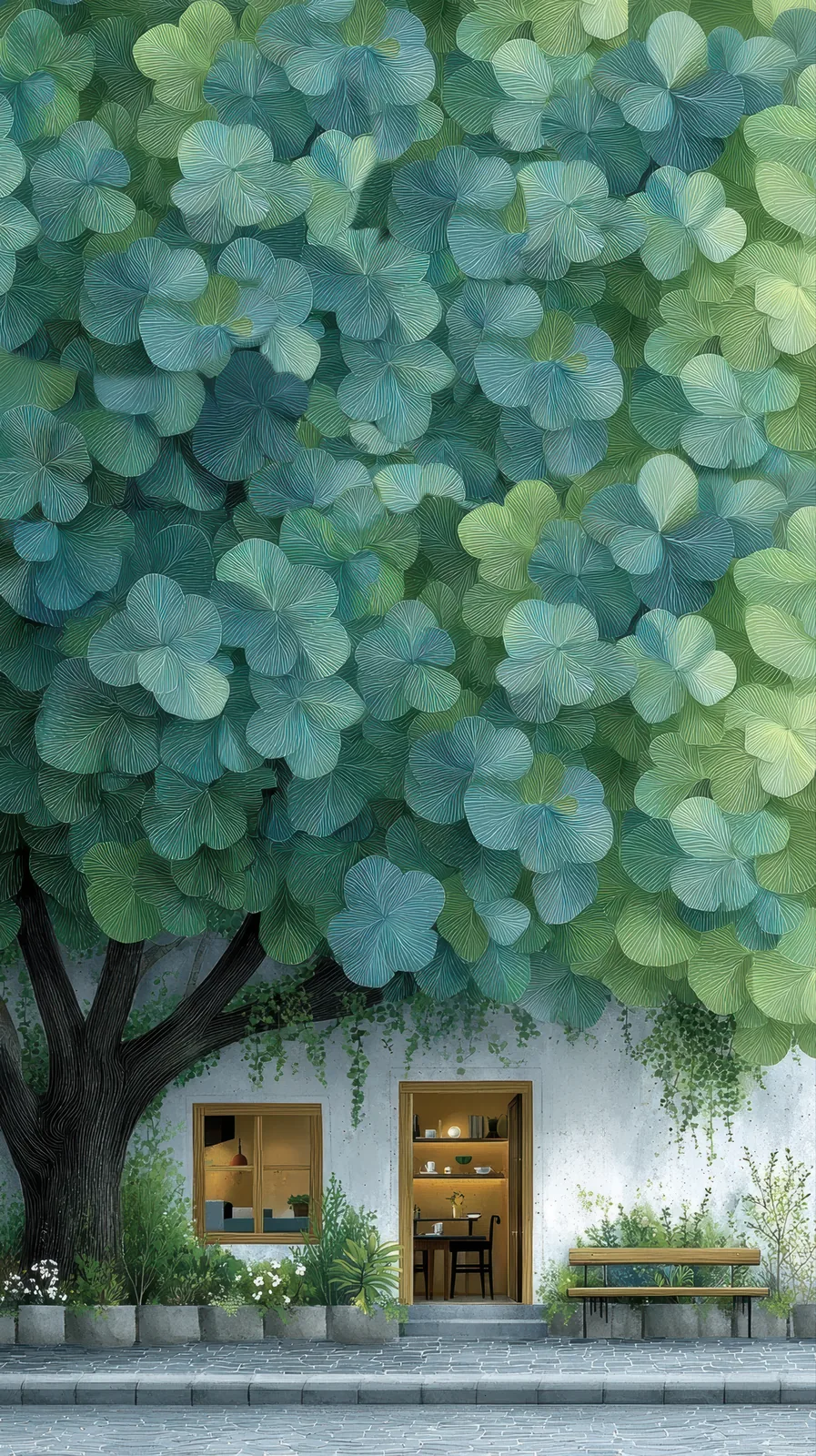 A small café beneath a dense canopy of green leaves — The Canopy Café
