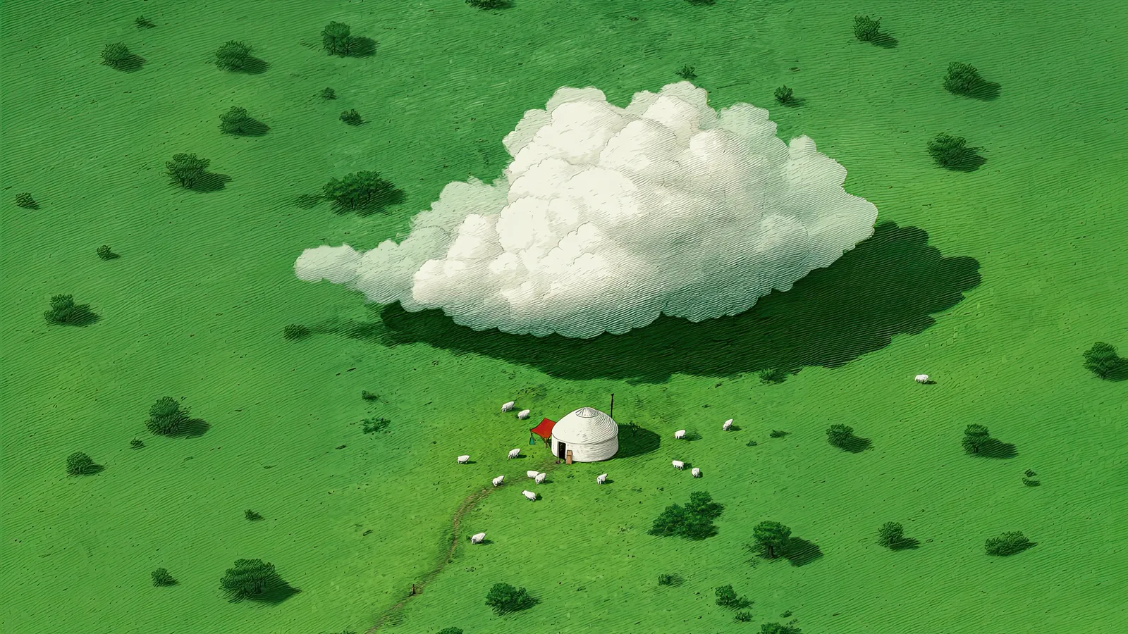 Clouds & Sheep — Verdant Calm — landscape edition