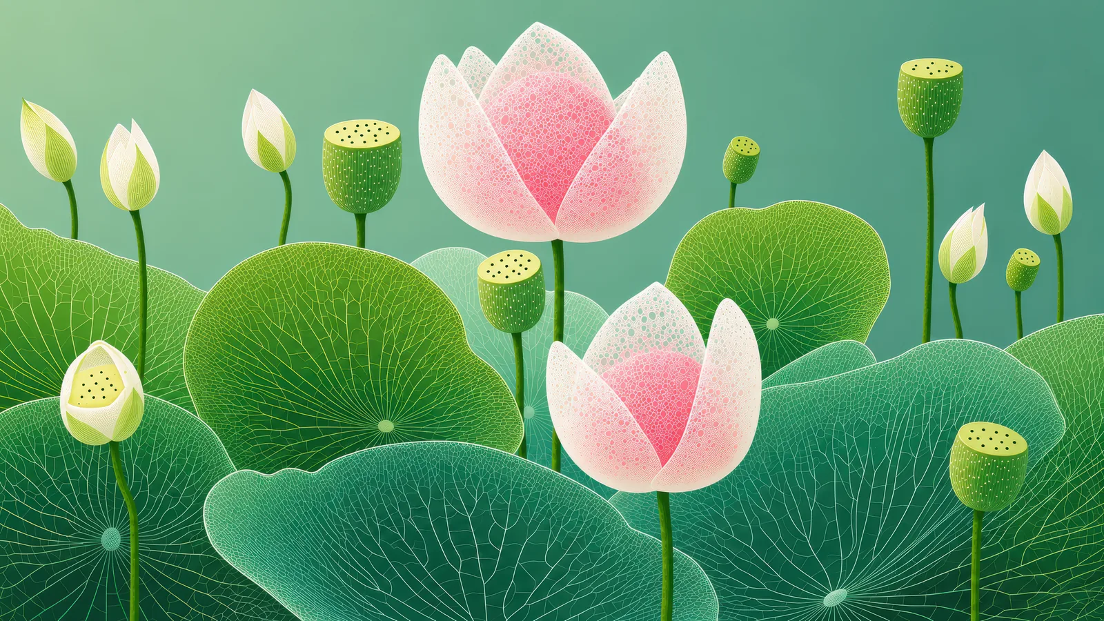 Mint Lotus — Verdant Calm — landscape edition
