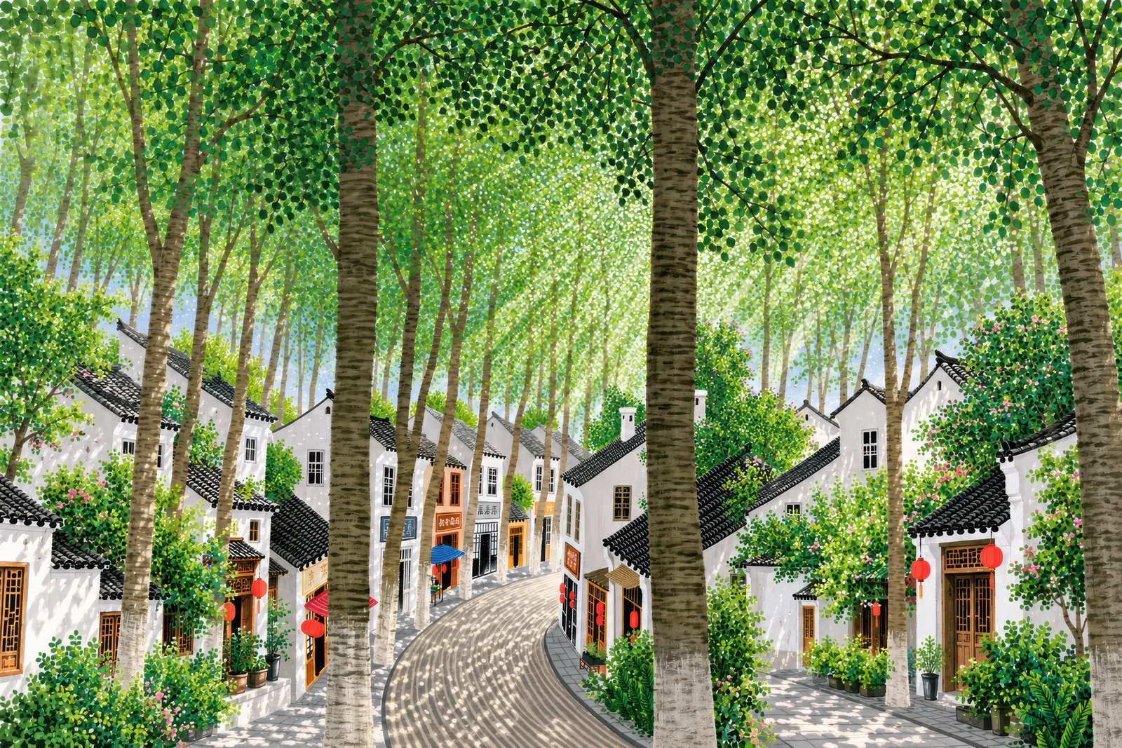 Old Village, Green Shade — Verdant Calm — landscape edition