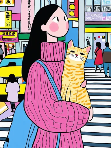 City Girl & Ginger Cat — Personal Artwork